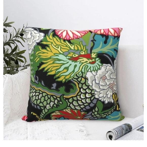 Pillow Covers Throw Decor 18X18 Only Japanese Dragon Set 2  Asian Chinese - Picture 4 of 10